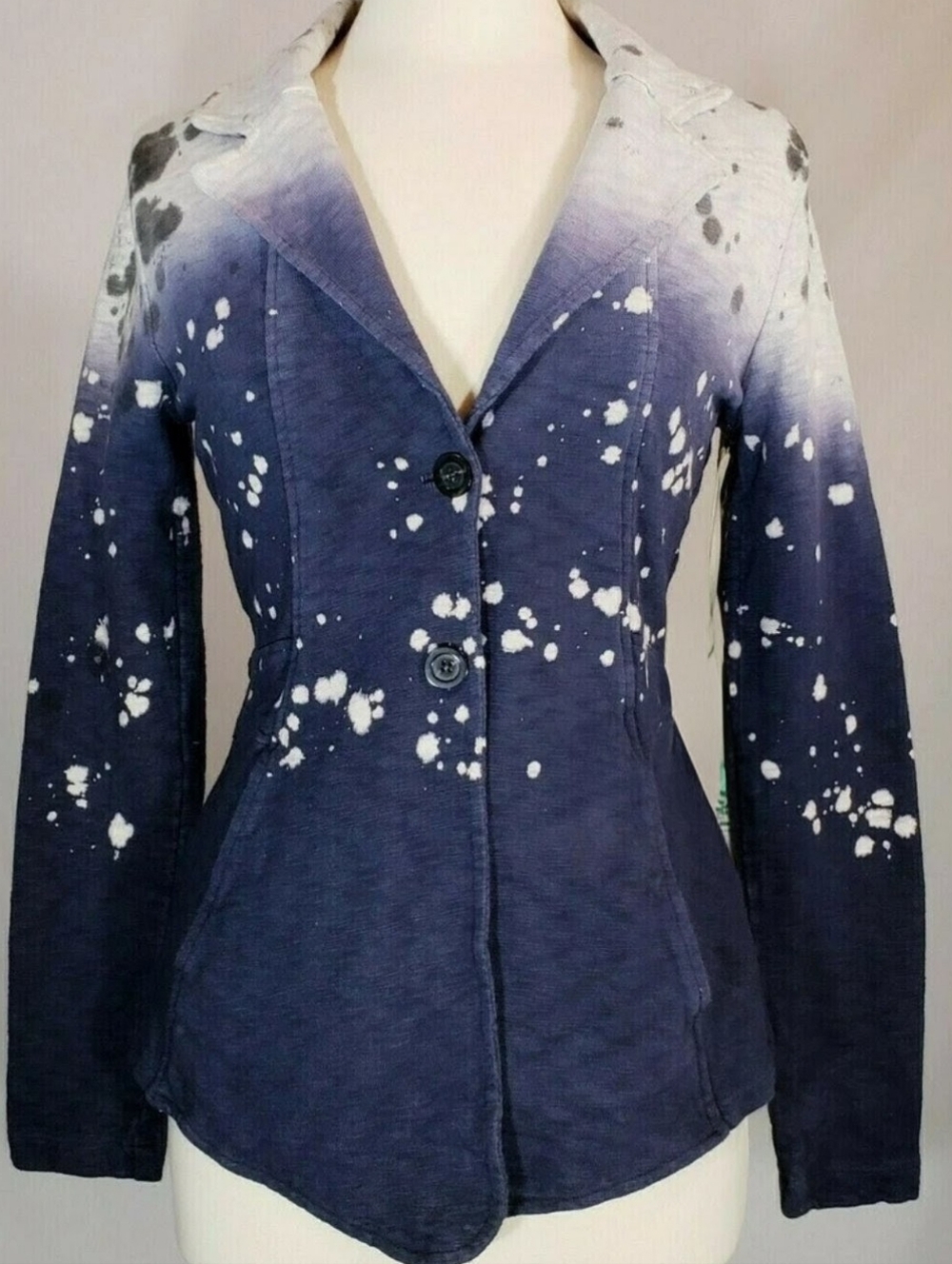 Unique Ombre Fitted Jacket, Size Small, Splatter, Thick Cotton